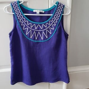 Boden embroidered sleeveless linen top